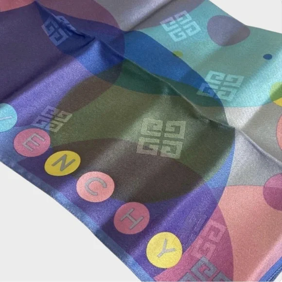 GIVENCHY Colorful 100% Silk Scarf - Picture 1 of 6